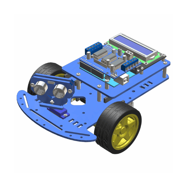 Remote Ultrasonic Ranging car with LCD